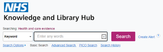 NHS Knowledge and Library Hub. Picture of the Search Box 