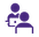 Small purple icon of two people facing each other 