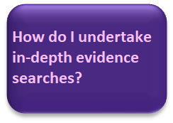 Small purple "Button" which is linked. Text says "How do I undertake in-depth evidence searches?