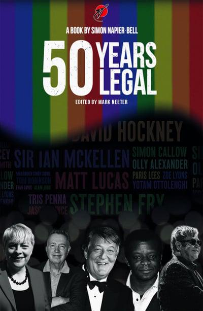 Book cover image "50 years legal: welcome to our liberation" by Simon Napier-Bell