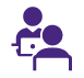 Small purple icon of two people facing each other 