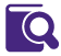 Small purple icon of a book with a magnifying glass on top