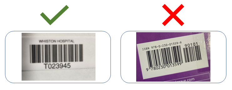Image of two different barcodes with a green tick above one and a red cross above the other