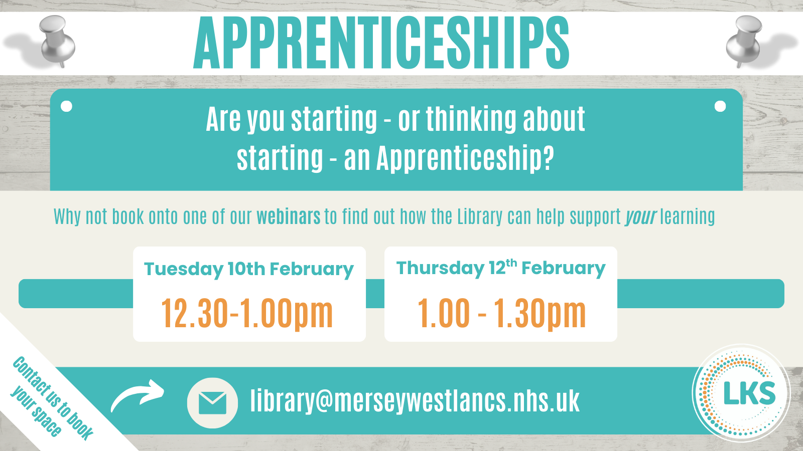 Information about the Library Online Taster sessions. Text says 